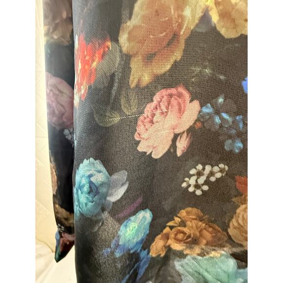 Massimo size Large Top Black Floral Sheer long-sleeve women's blouse flaw - Picture 14 of 16